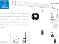Easy taulunripustussetti 200 cm seinään vahvalla koukulla
